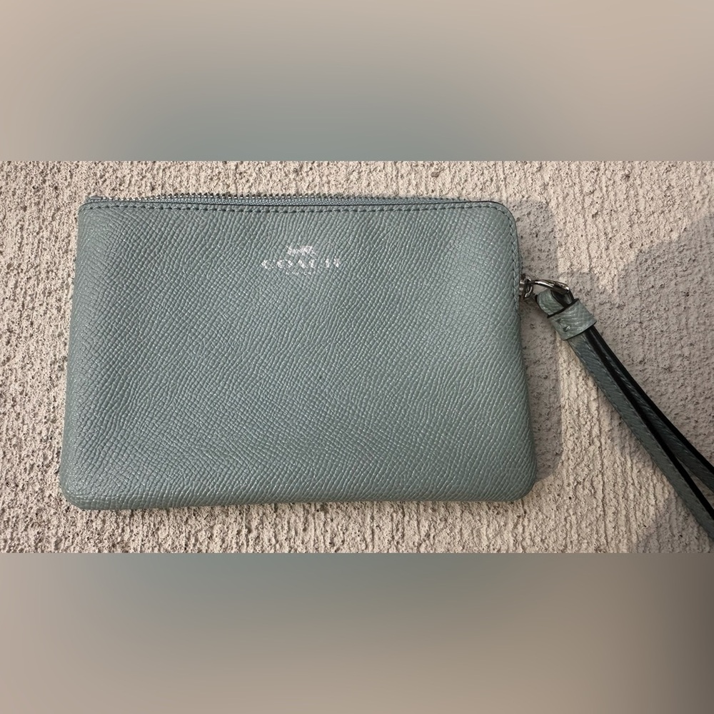 Coach Sage Leather Wristlet